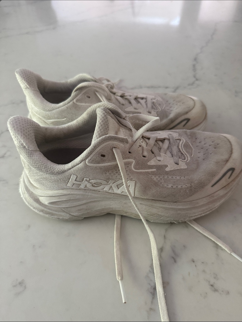 Hoka kids White Mesh Athletic Sneakers